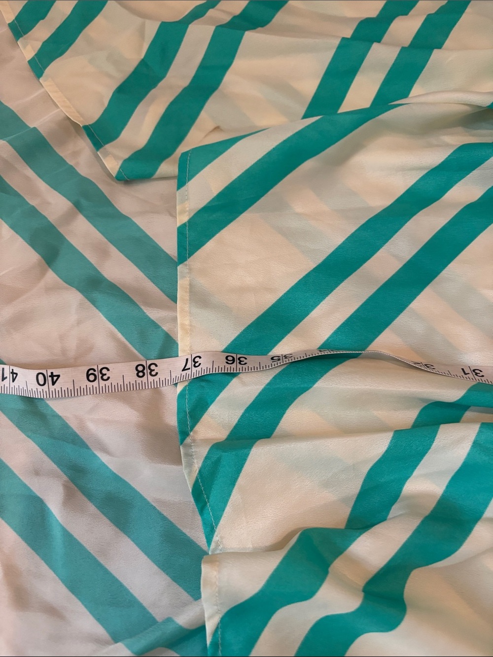 Collective concepts strapless 
Cream and Teal Diagonal Stripe High-Low Dress - Picture 6 of 7